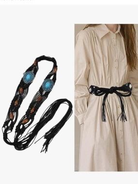 Lady Waist Belt Bohemian Woven Beads Vintage Tie Belt Casual Ceinture Belt